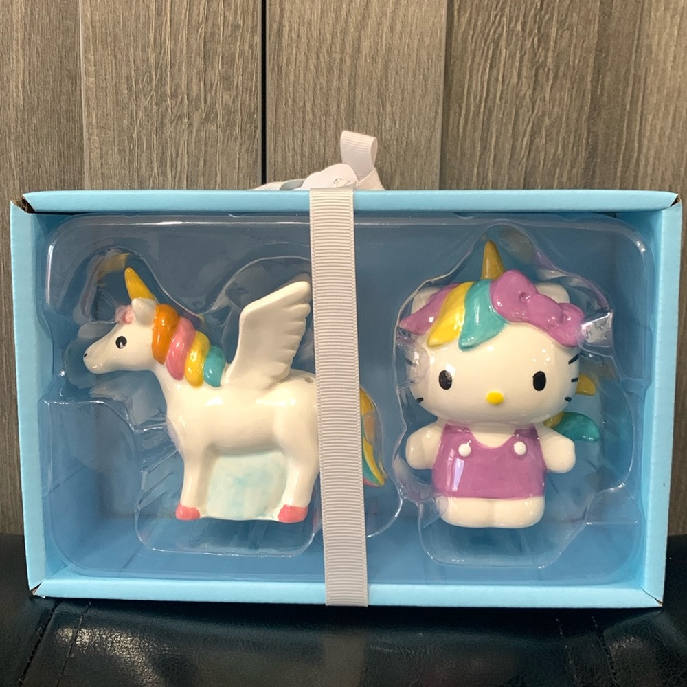 Blue Sky Clayworks Hello Kitty & Unicorn Salt & Pepper Shakers New in Package